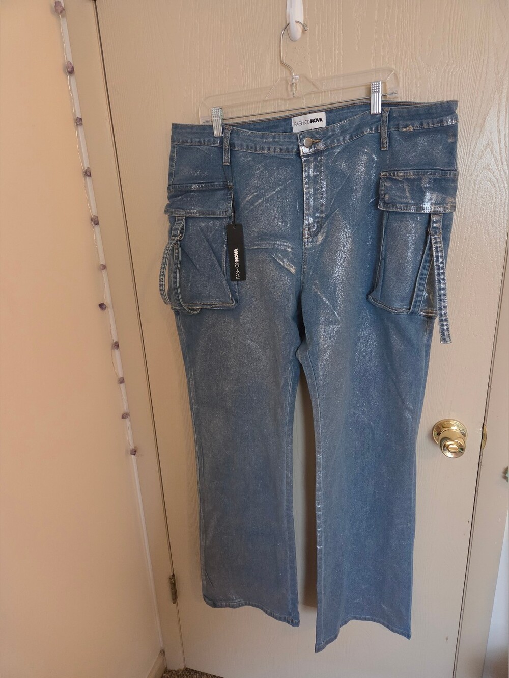 Fashion Nova Make It Flashy Bootcut Cargo Jeans Womens Plus Size 22 NWT